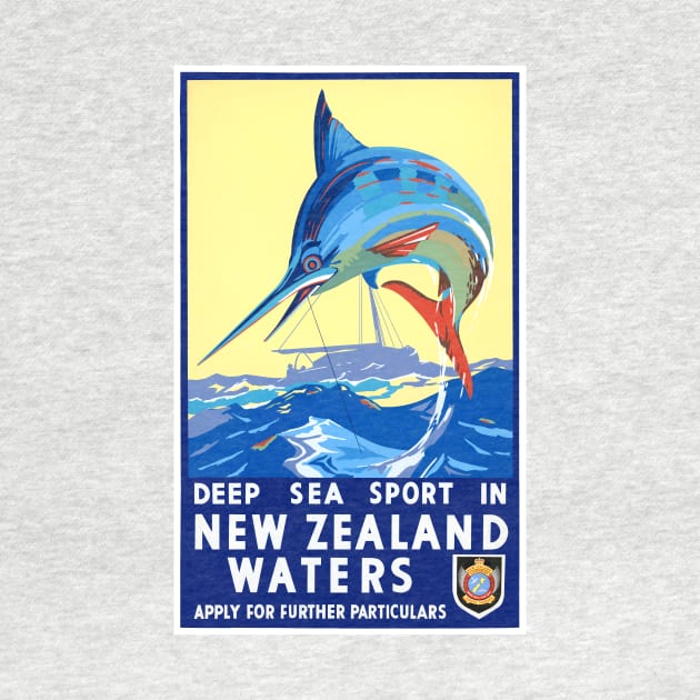 Vintage Travel Poster Deep Sea Sport in New Zealand Waters by vintagetreasure